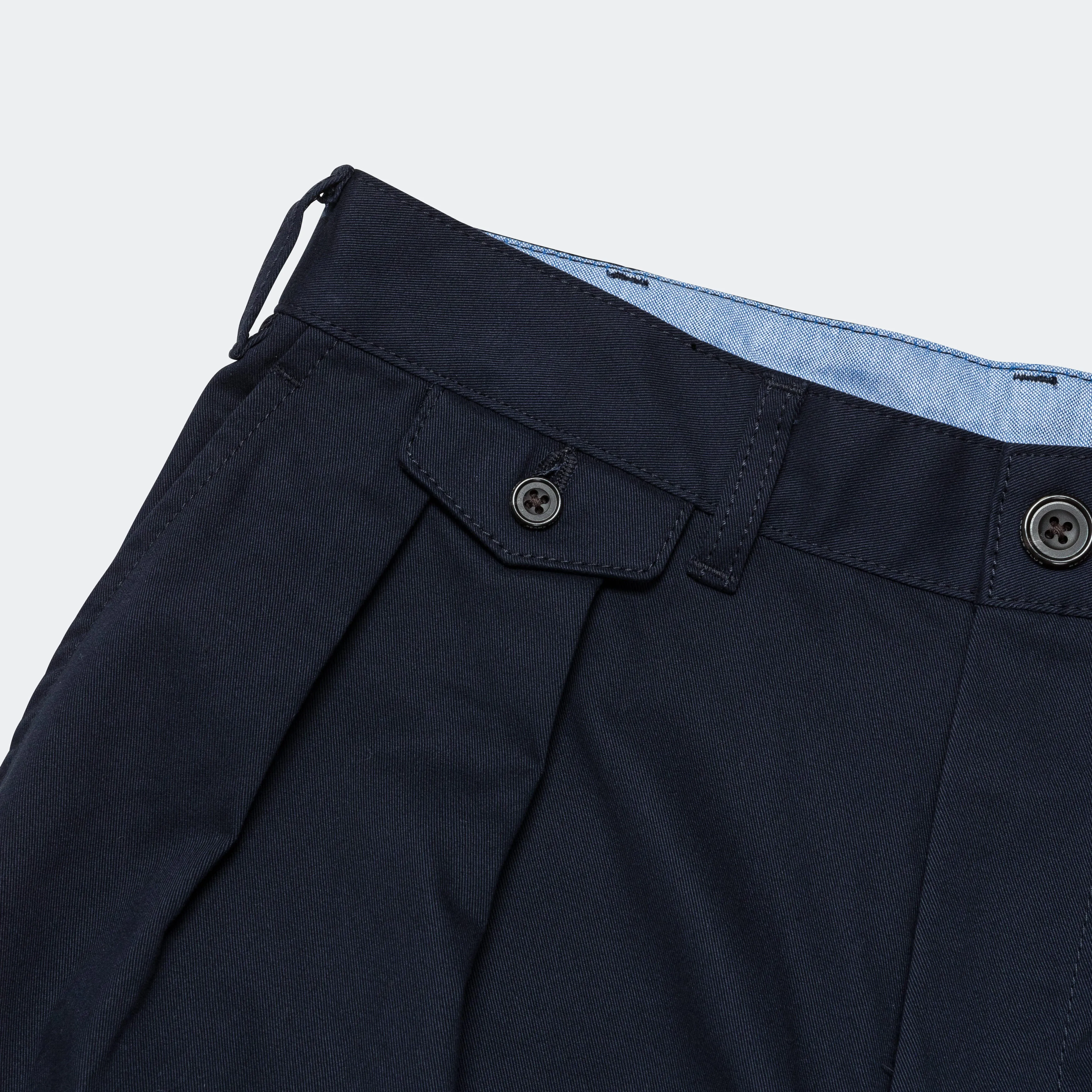 2 Pleats Trousers Twill - Navy