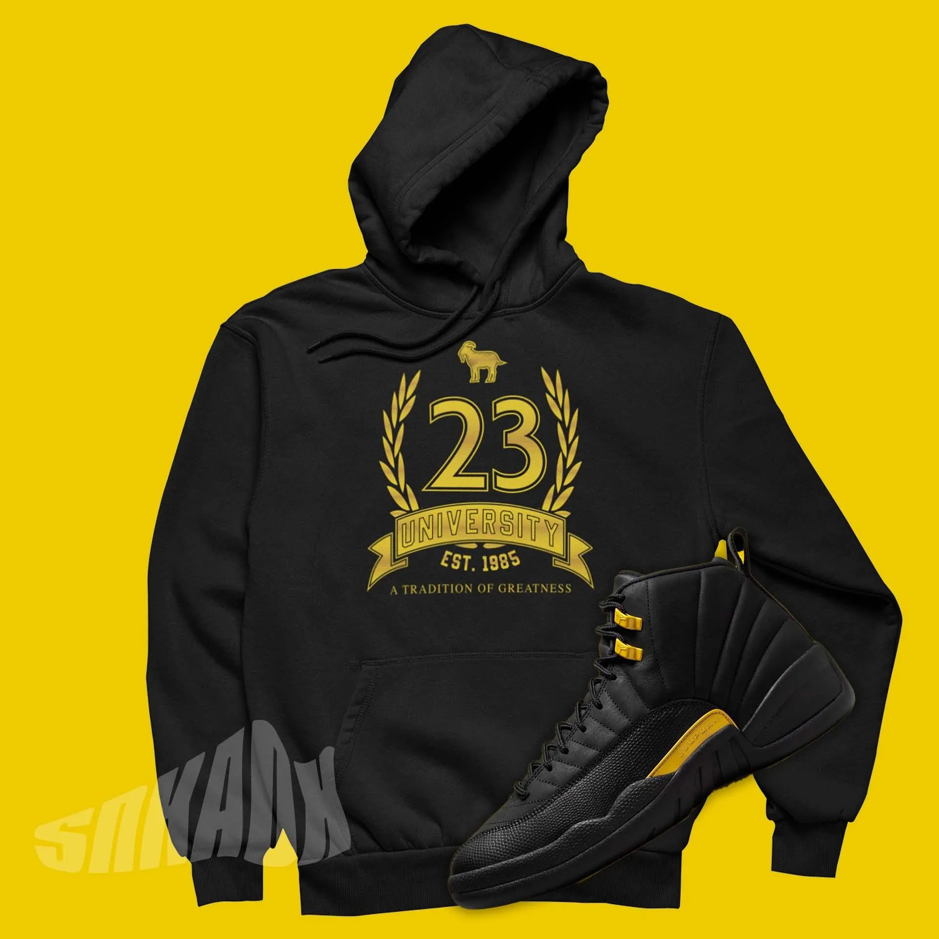 23 University Hoodie For Matching Air Jordan 12 Black Taxi