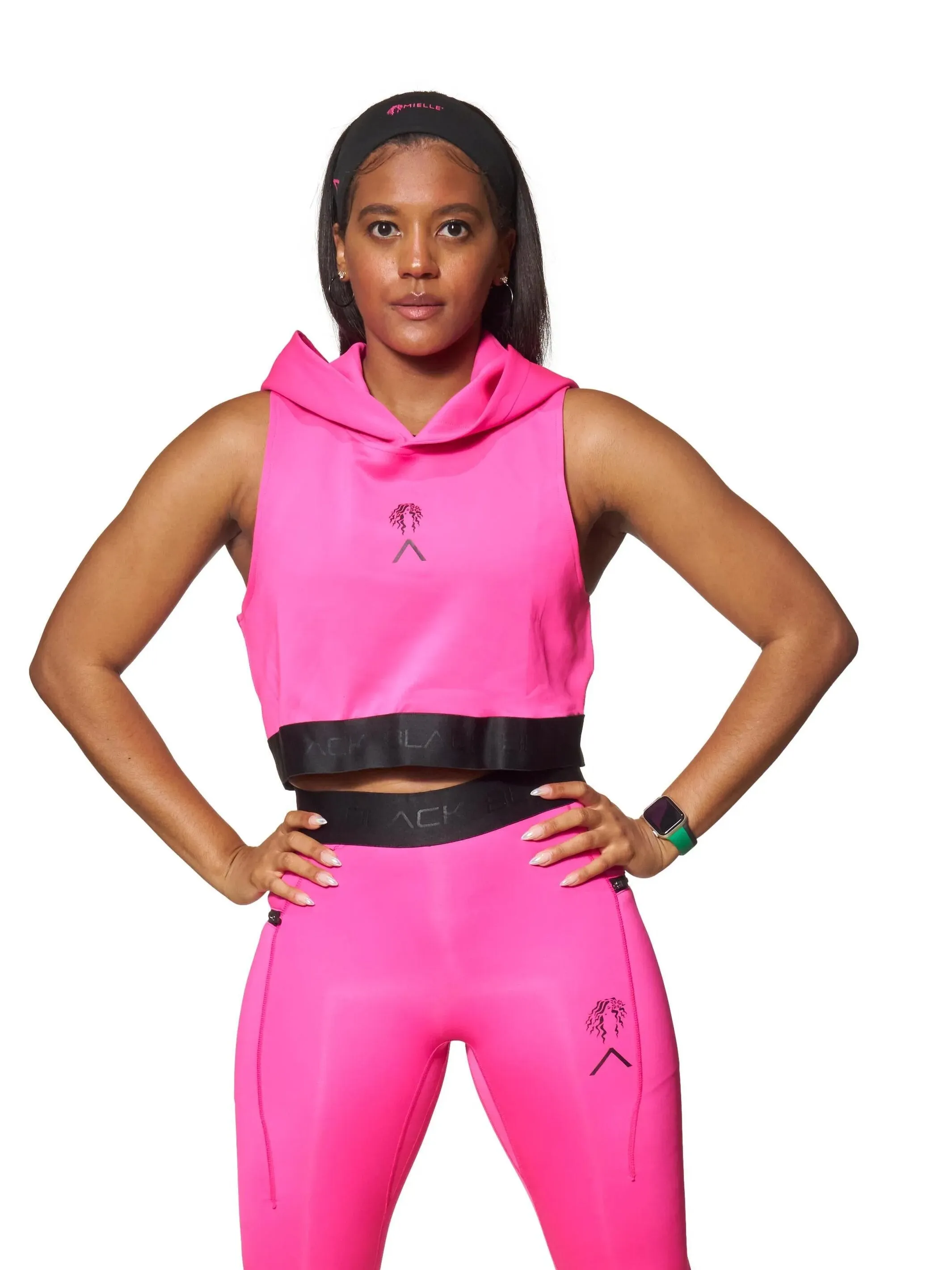 Actively Black x Mielle Pink Sleeveless Crop Hoodie