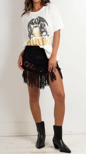 Alemu Crochet Mini Skirt - Black