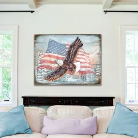 American Eagle Art Wooden Wall Art by Nature Wonders - American Patriotic Décor - 95221B