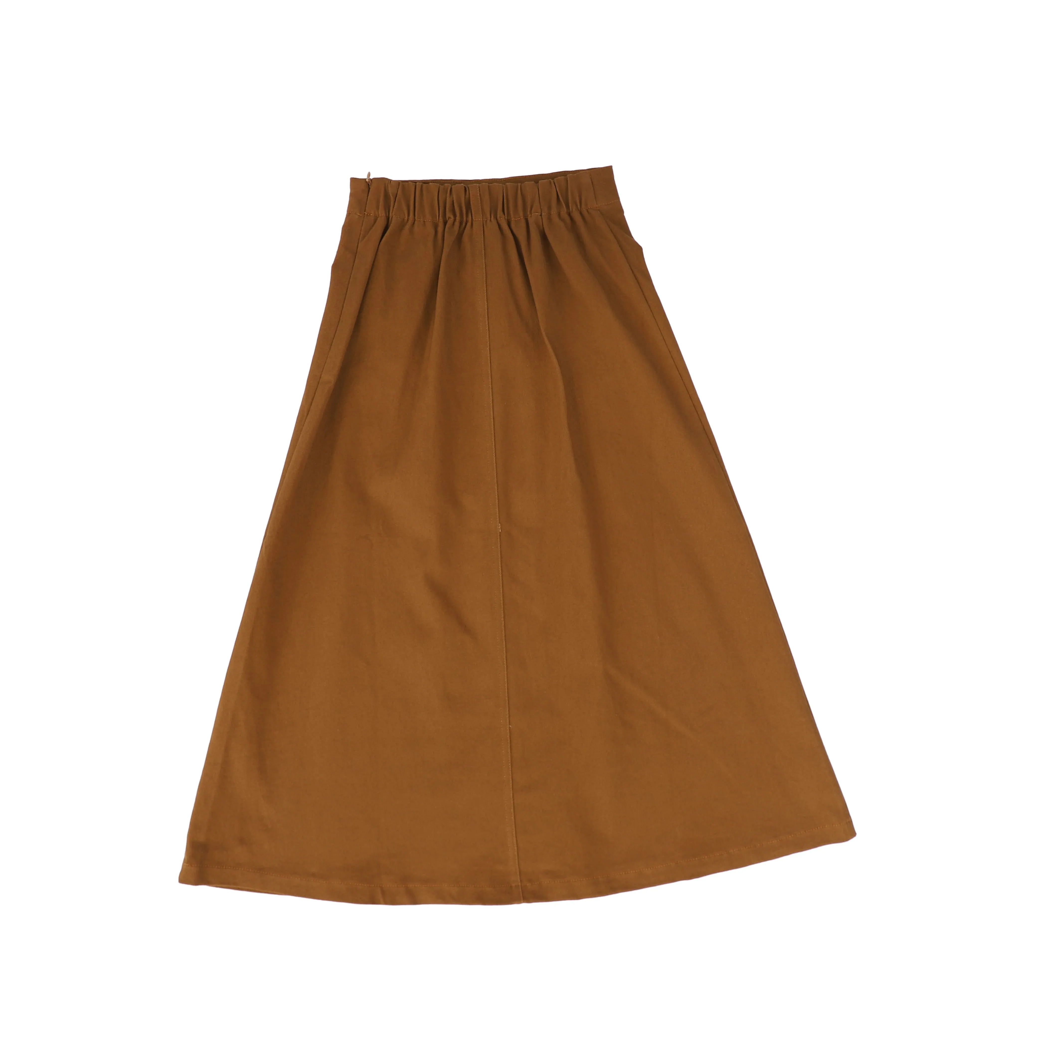 Bamboo Camel Denim Pocket Midi Skirt