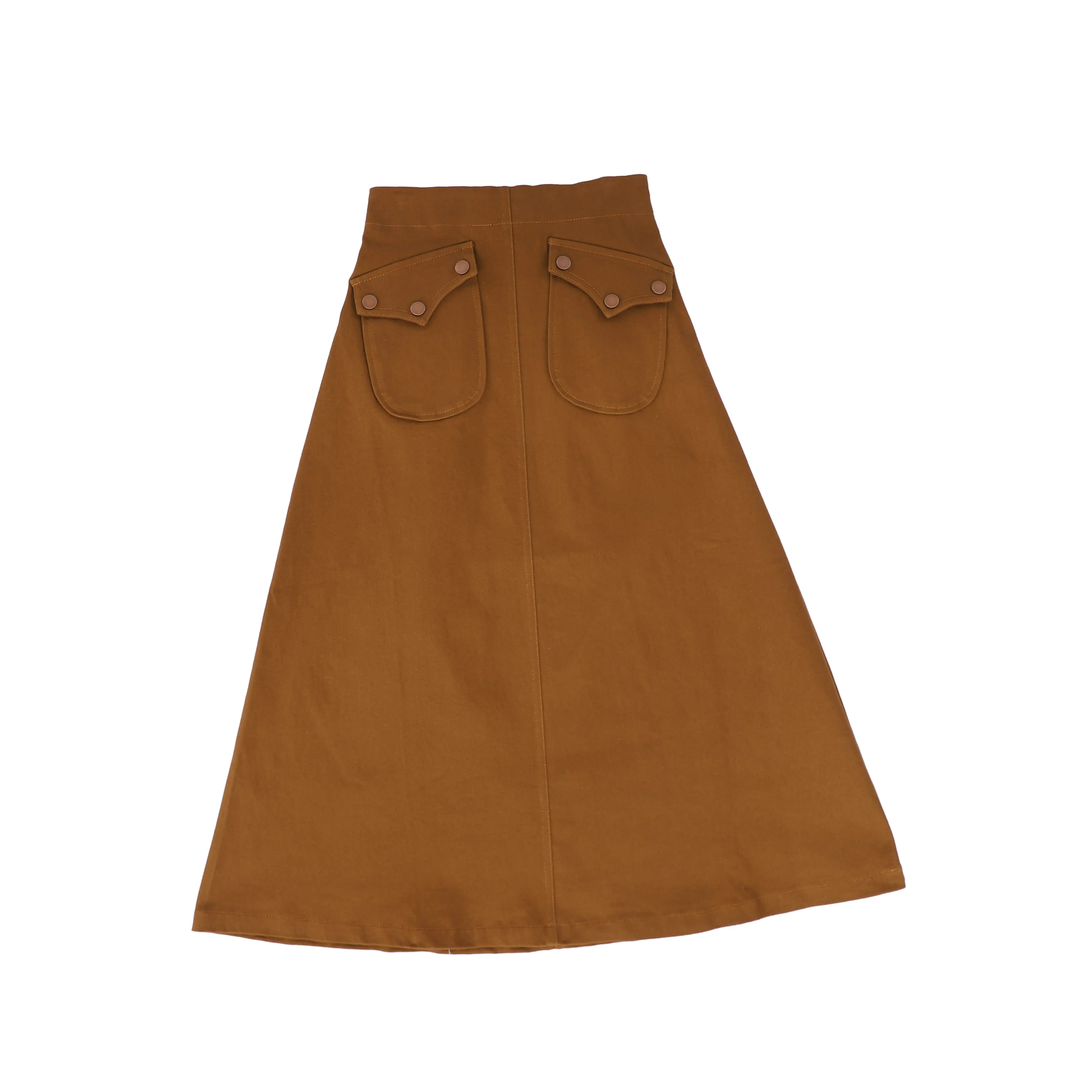 Bamboo Camel Denim Pocket Midi Skirt