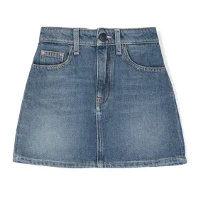 Blue Overlogo Denim Skirt