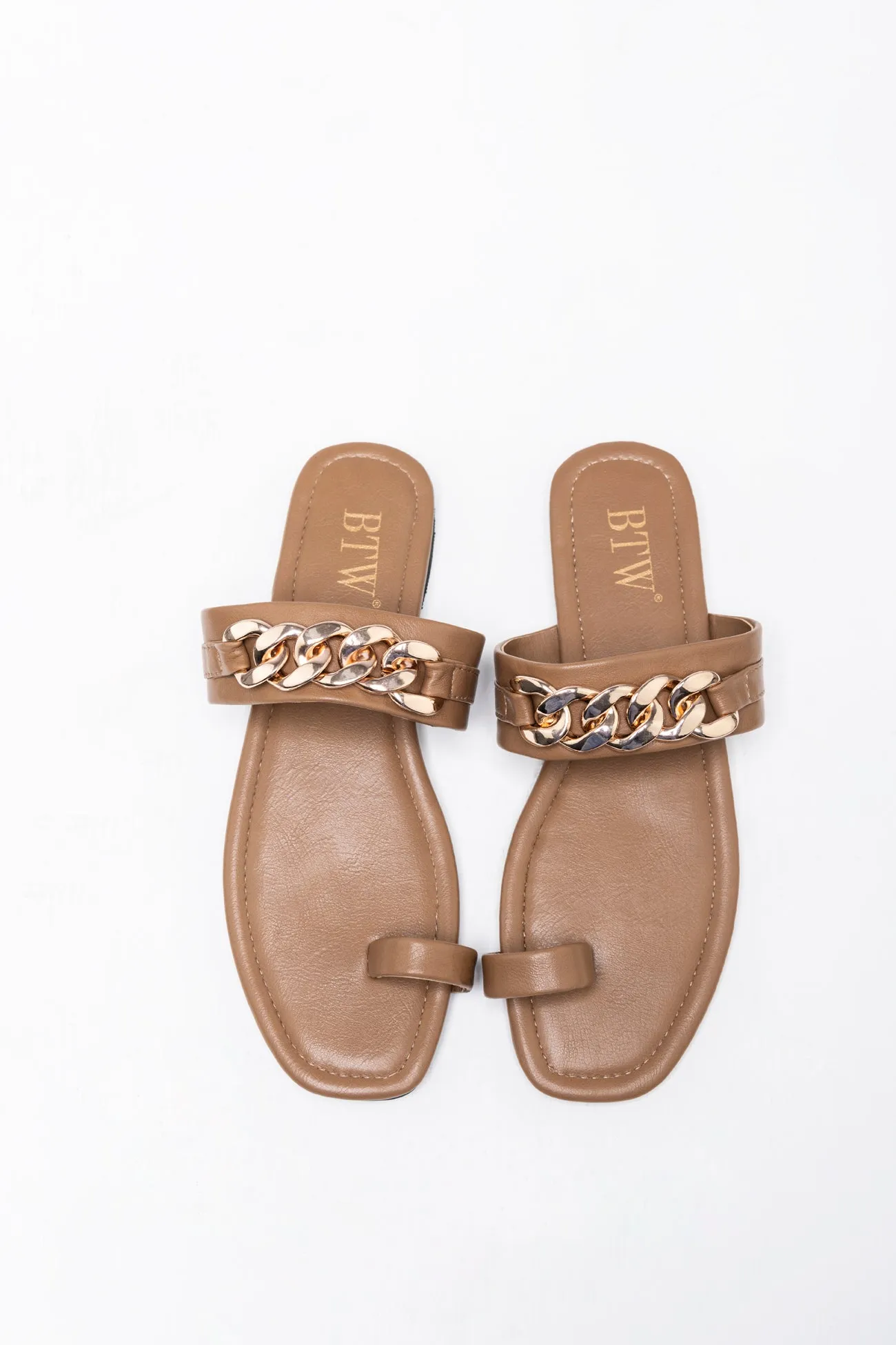 BRAIDED CHAIN FLAT SANDALS