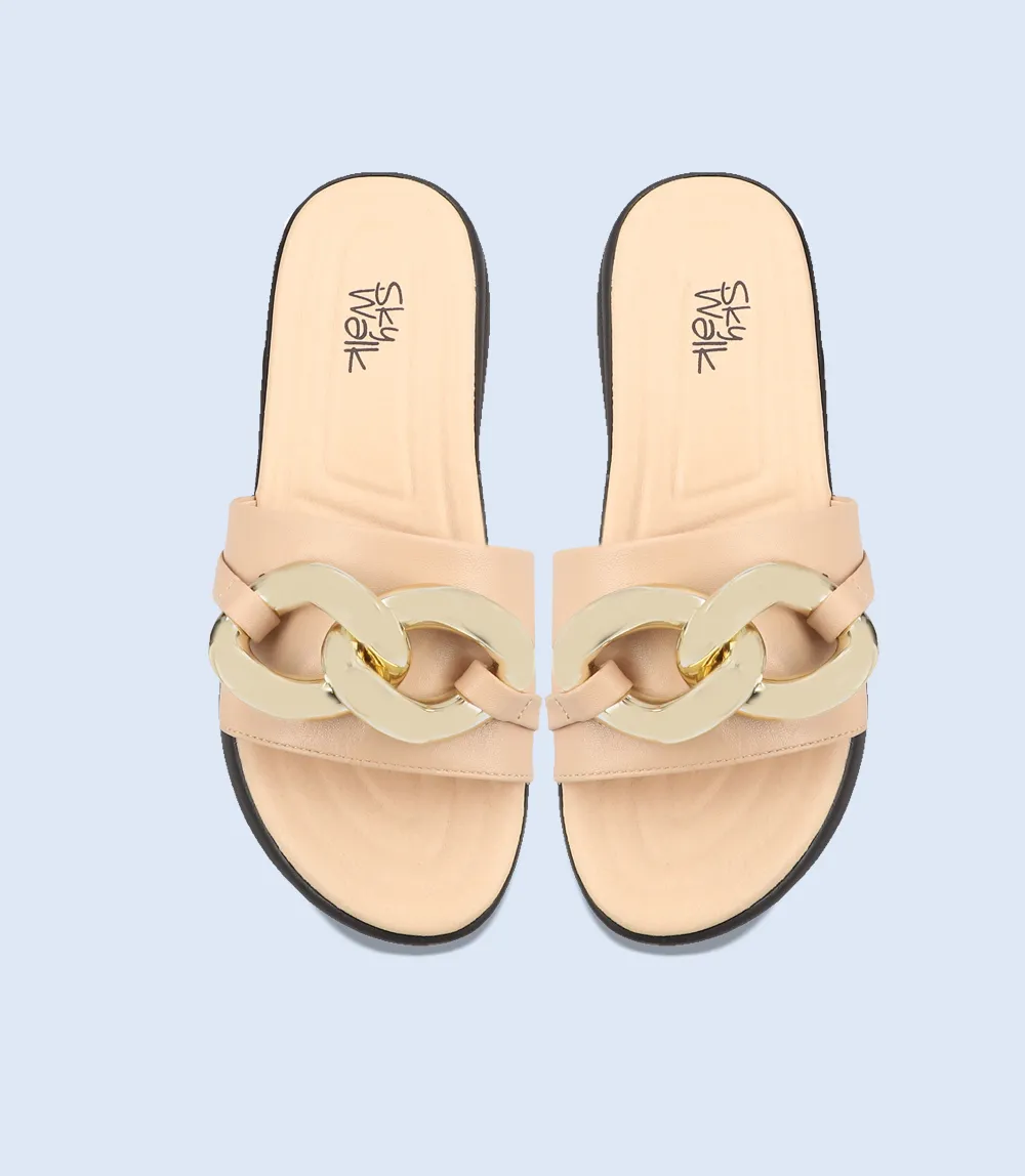 BW7372-BEIGE-Women Comfort Slipper