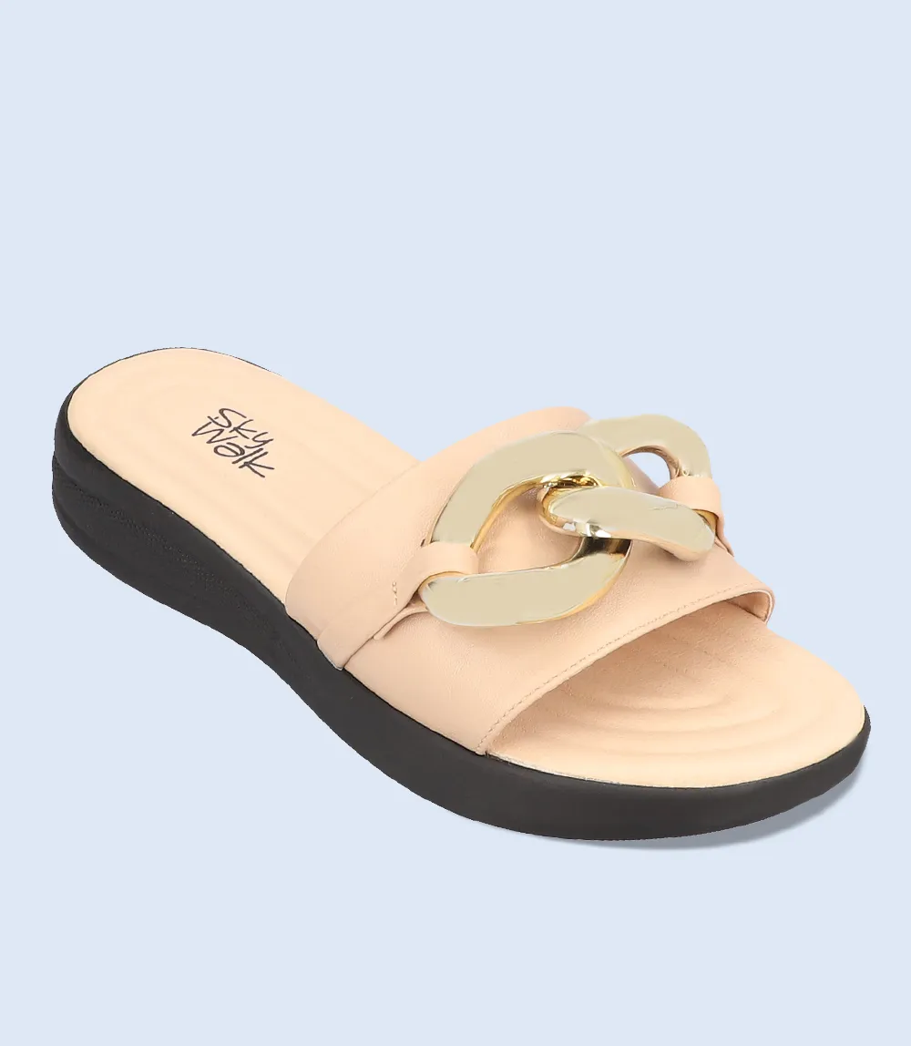 BW7372-BEIGE-Women Comfort Slipper