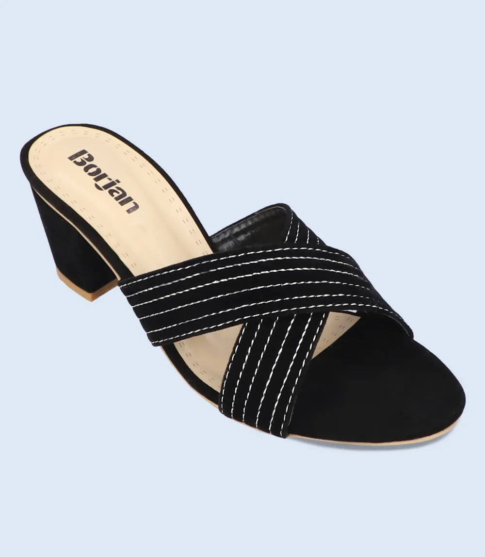 BW9371-BLACK-Women Slipper Heel