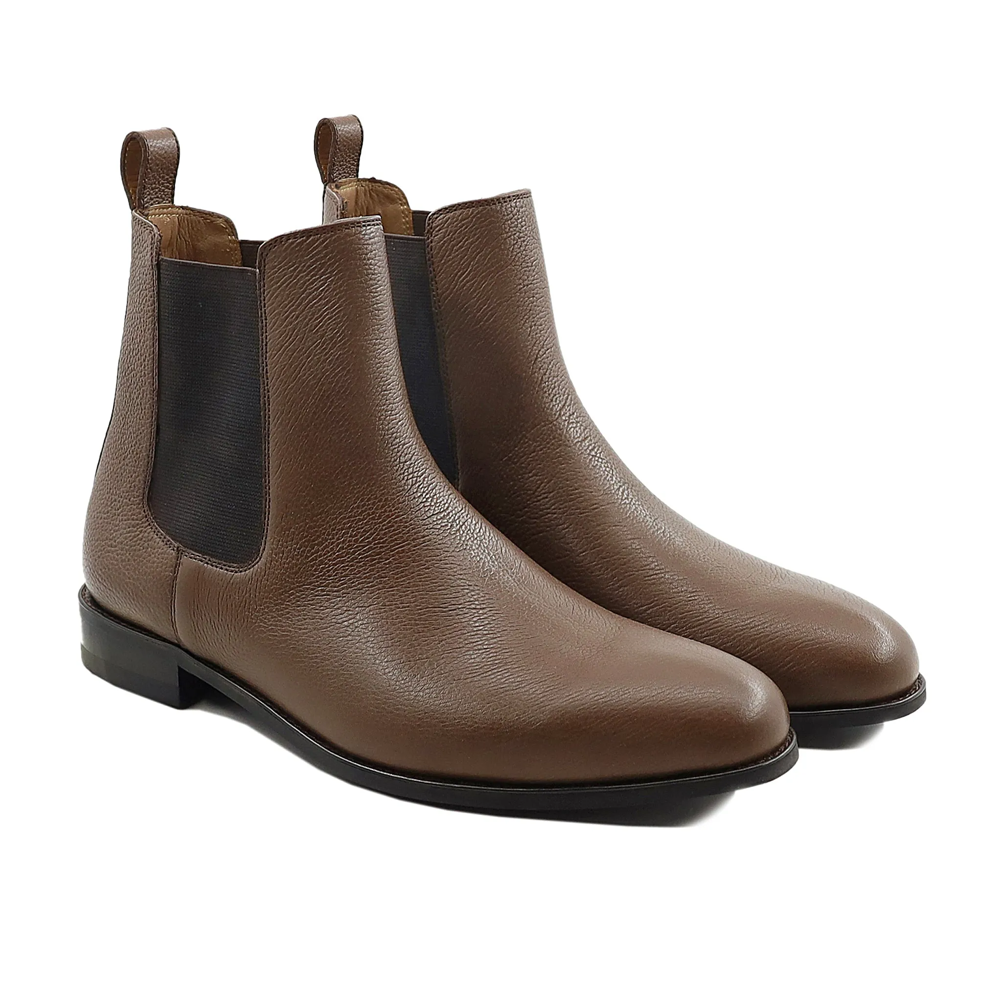 Camellia - Men's Brown Pebble Grain Chelsea Boot