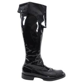 Chanel Vintage 2001 Black Patent Tall Over Knee Flat Boot - 8.5