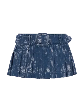 CHARLES JEFFREY - Pleated Rara Skirt - SEQUIN DENIM