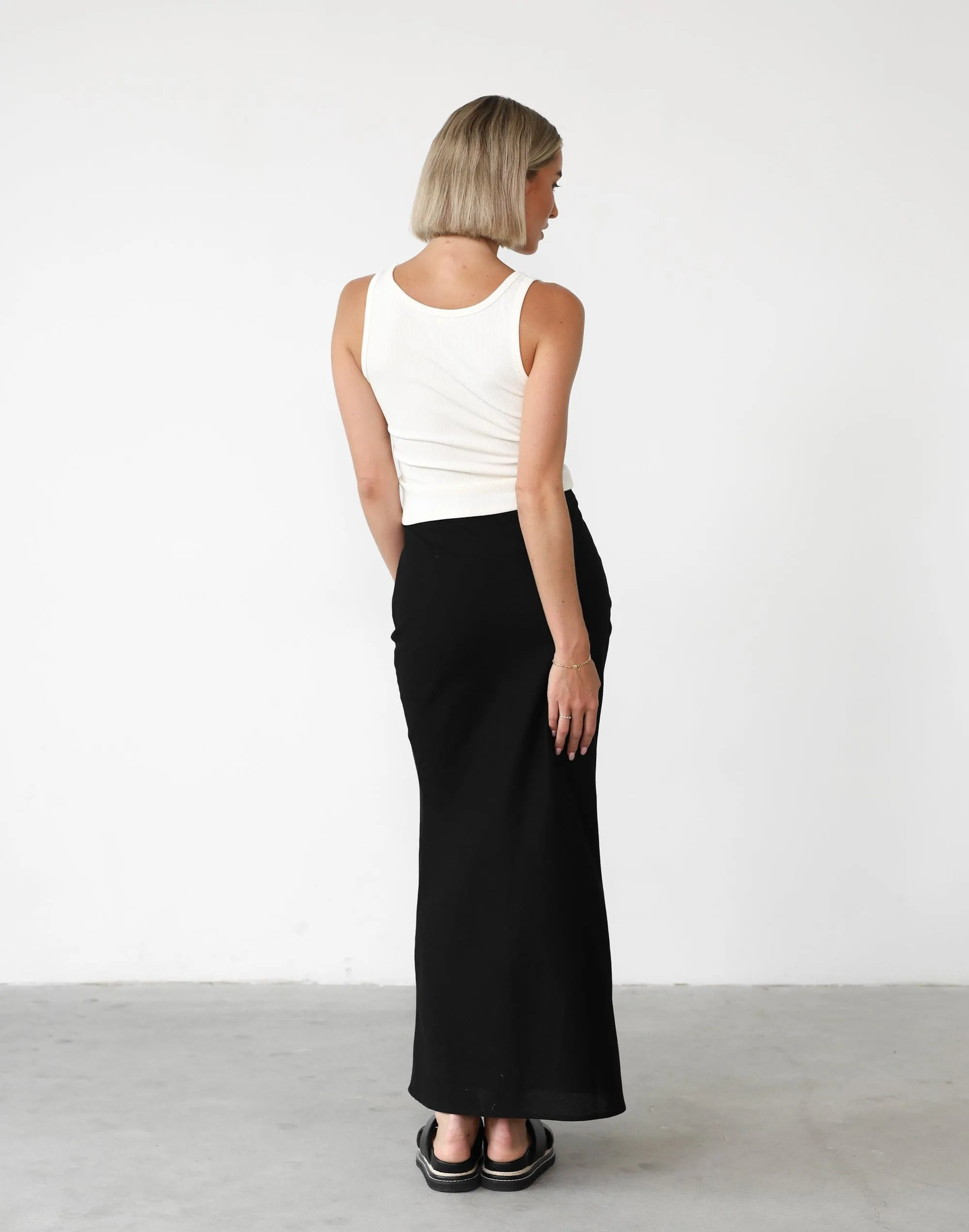 Cleo Linen Maxi Skirt (Black)