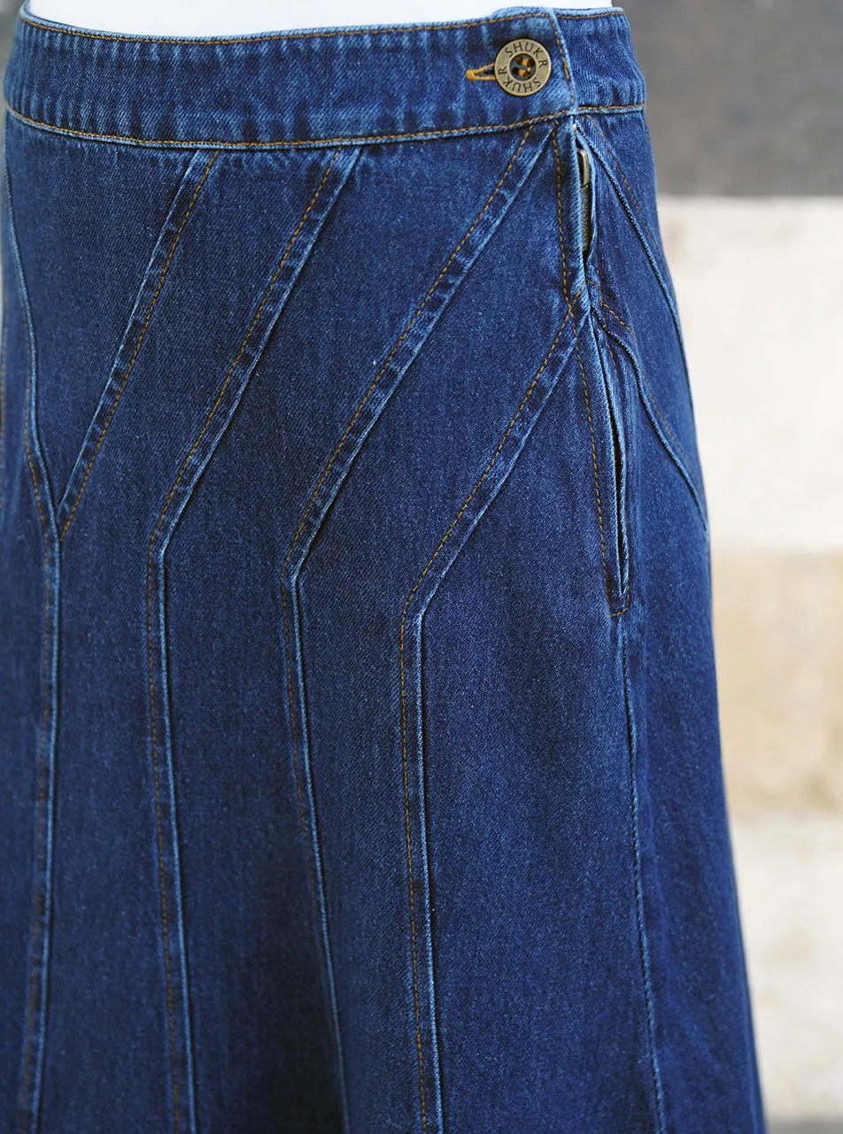 Denim Paneled Skirt