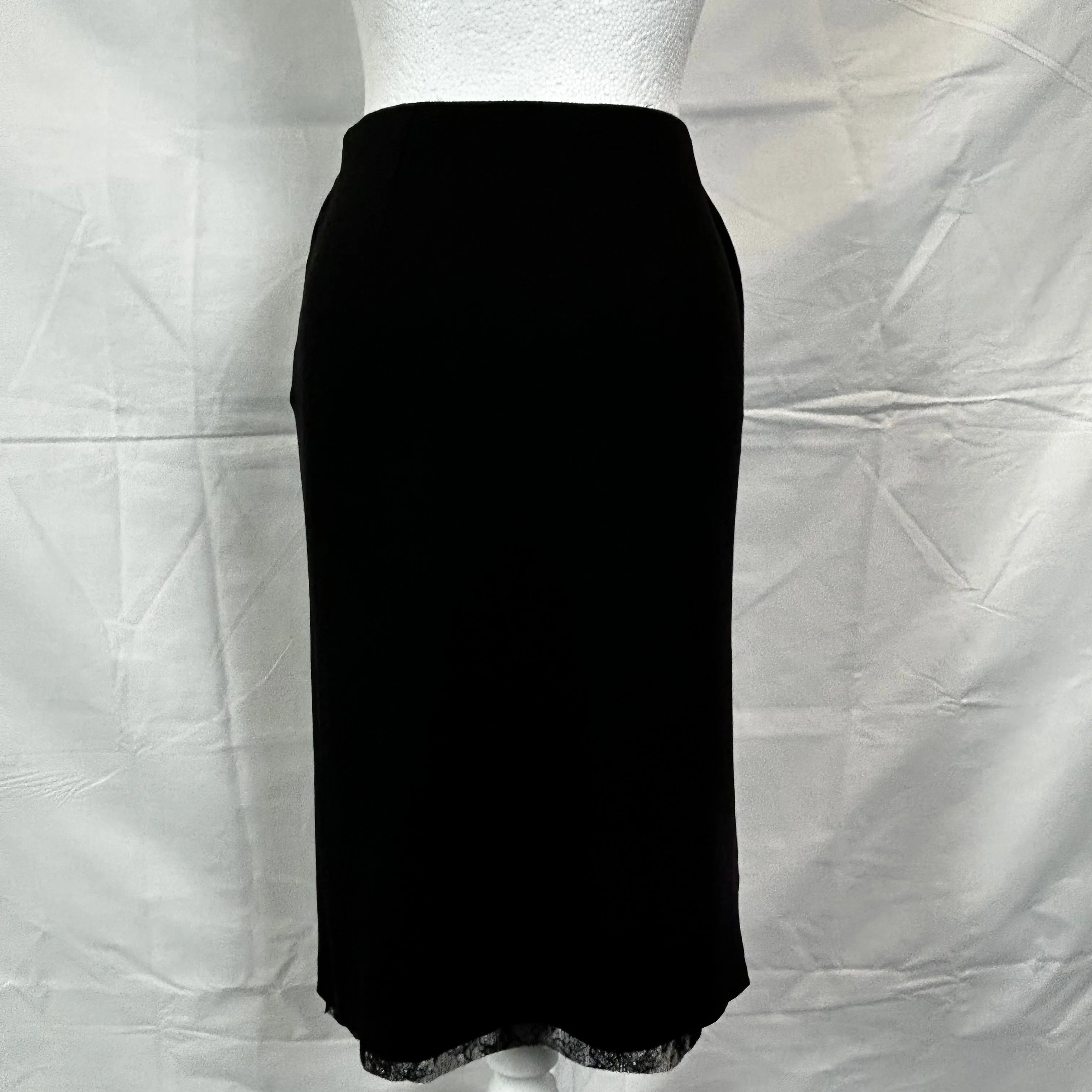 Dolce & Gabbana Black Lace Lined Slinky Jersey Midi Skirt XS