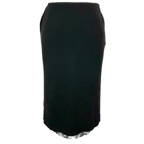 Dolce & Gabbana Black Lace Lined Slinky Jersey Midi Skirt XS