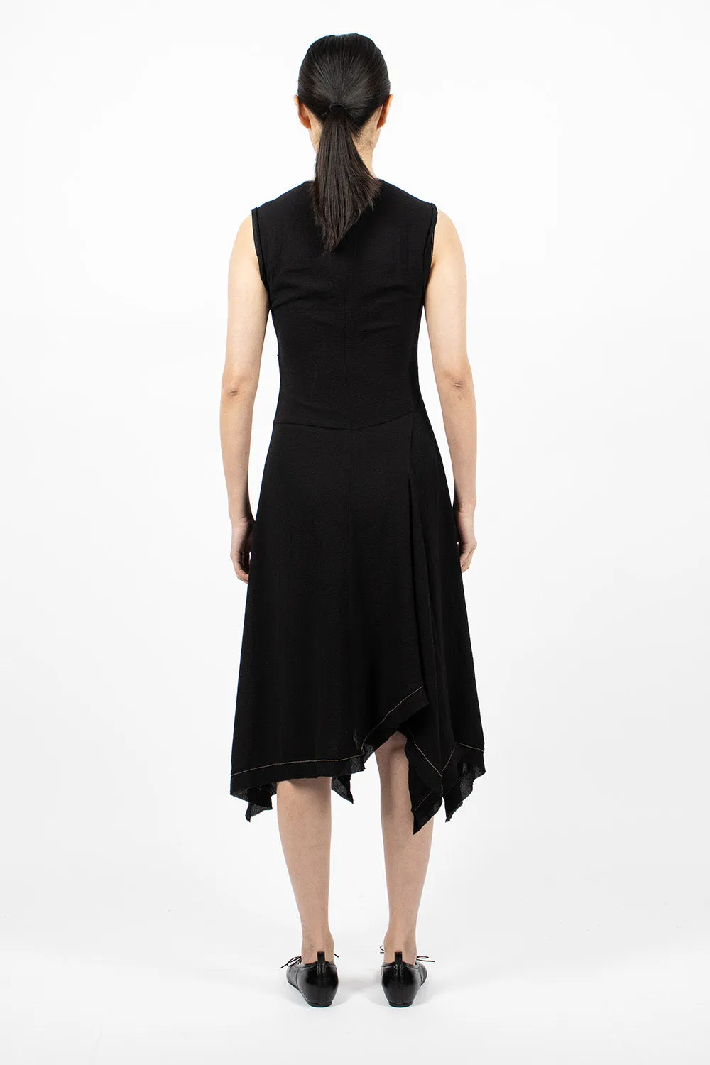 Draped Sleeveless Dress Black