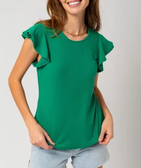 Flowy Sleeve Top - Kelly Green