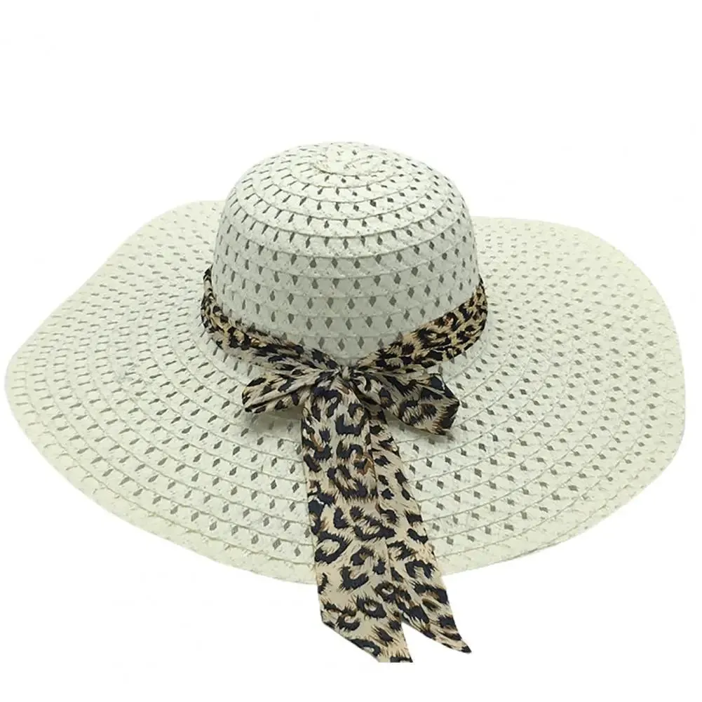 Foldable Floppy Wide Brim Straw Sun Hat with Bowknot