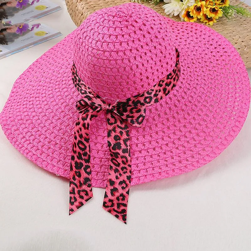 Foldable Floppy Wide Brim Straw Sun Hat with Bowknot