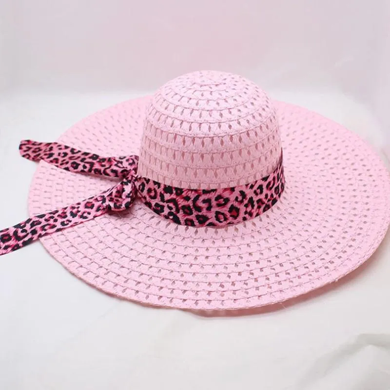 Foldable Floppy Wide Brim Straw Sun Hat with Bowknot