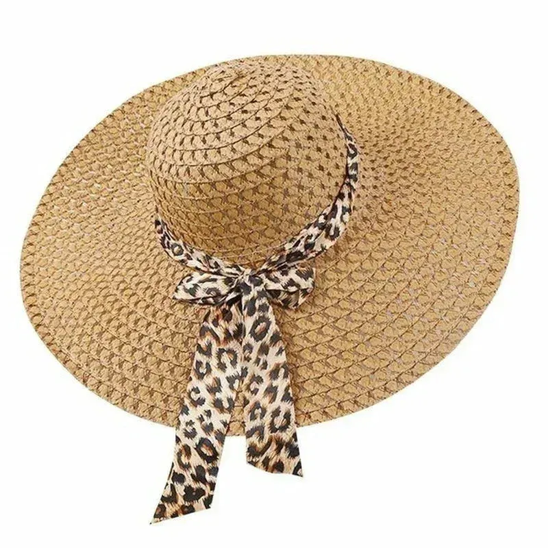 Foldable Floppy Wide Brim Straw Sun Hat with Bowknot