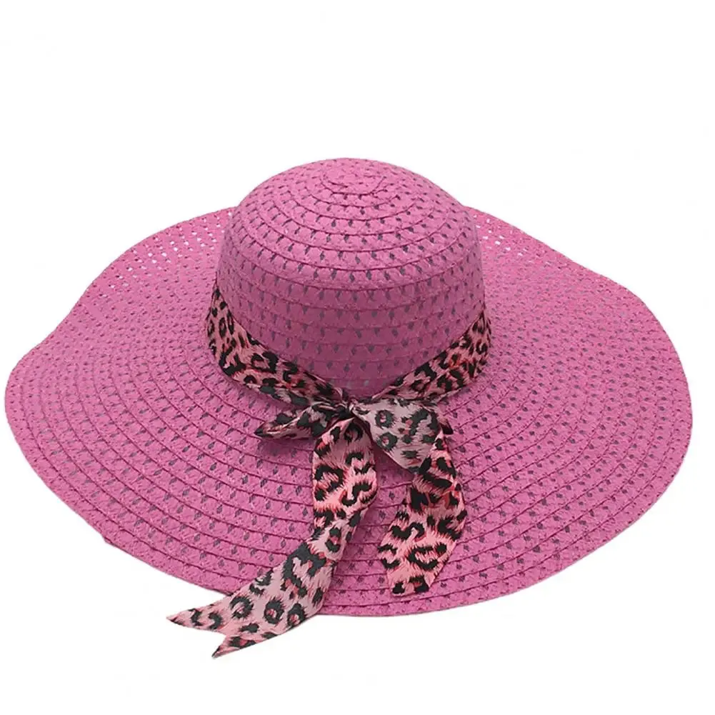 Foldable Floppy Wide Brim Straw Sun Hat with Bowknot