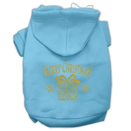 Golden Christmas Present Pet Hoodies Baby Blue Size Xs (8)