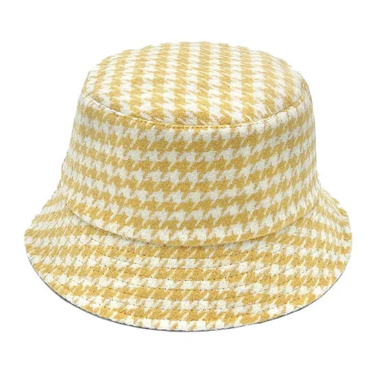 Houndstooth Patterned Bucket Hats