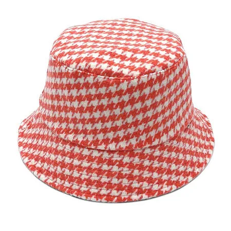 Houndstooth Patterned Bucket Hats