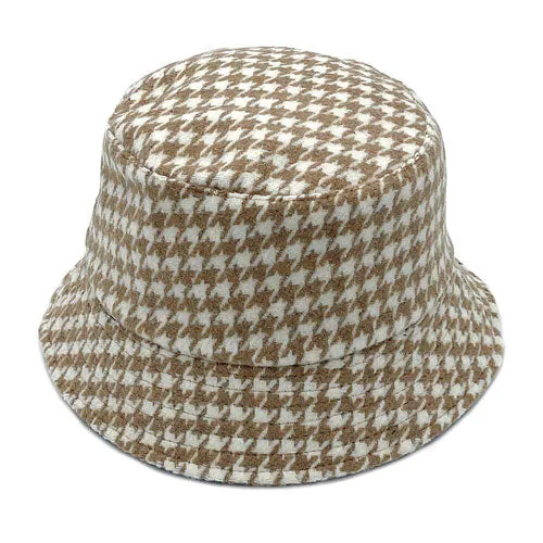 Houndstooth Patterned Bucket Hats