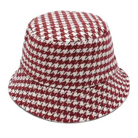 Houndstooth Patterned Bucket Hats