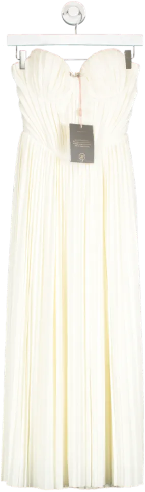 House of CB Cream Amorata Pleated Maxi Dress UK XS