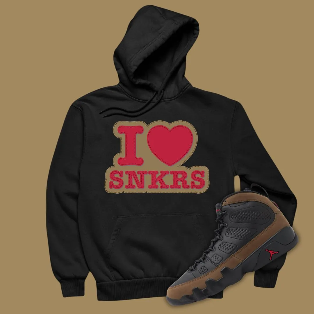 I Love Sneakers Hoodie Matching Jordan 9 Olive