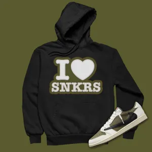 I Love Sneakers Hoodie Matching Travis Scott x Air Jordan 1 Low OG Medium Olive