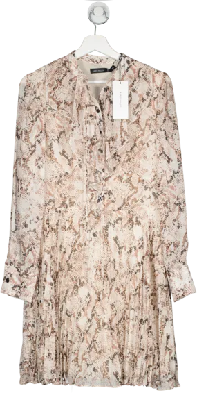 Karen Millen Beige Snake Print Pleated Mini Dress BNWT UK 14