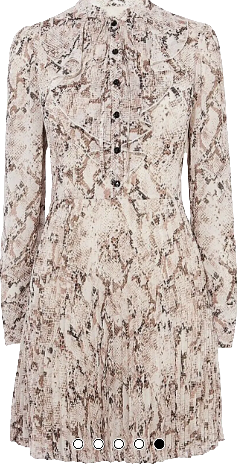 Karen Millen Beige Snake Print Pleated Mini Dress BNWT UK 14