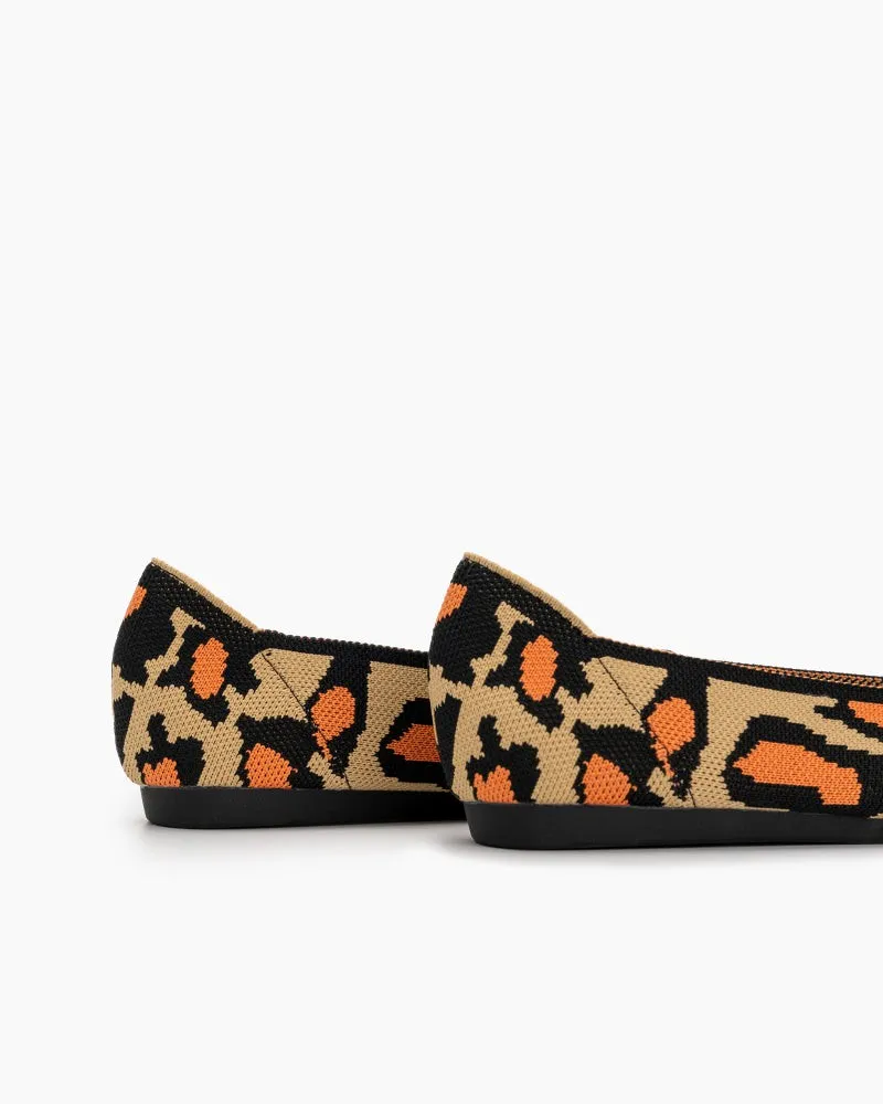 Leopard Print Square Toe Ballet Flats