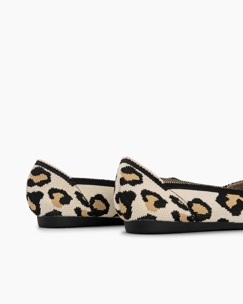 Leopard Print Square Toe Ballet Flats