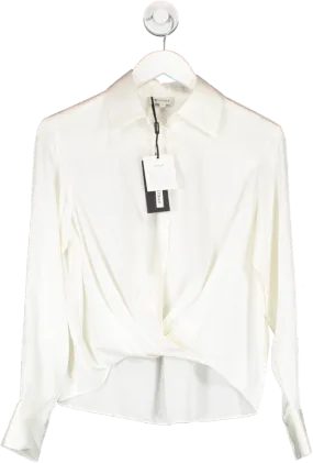 Lilysilk White Hem Pleated Silk Blouse UK XS