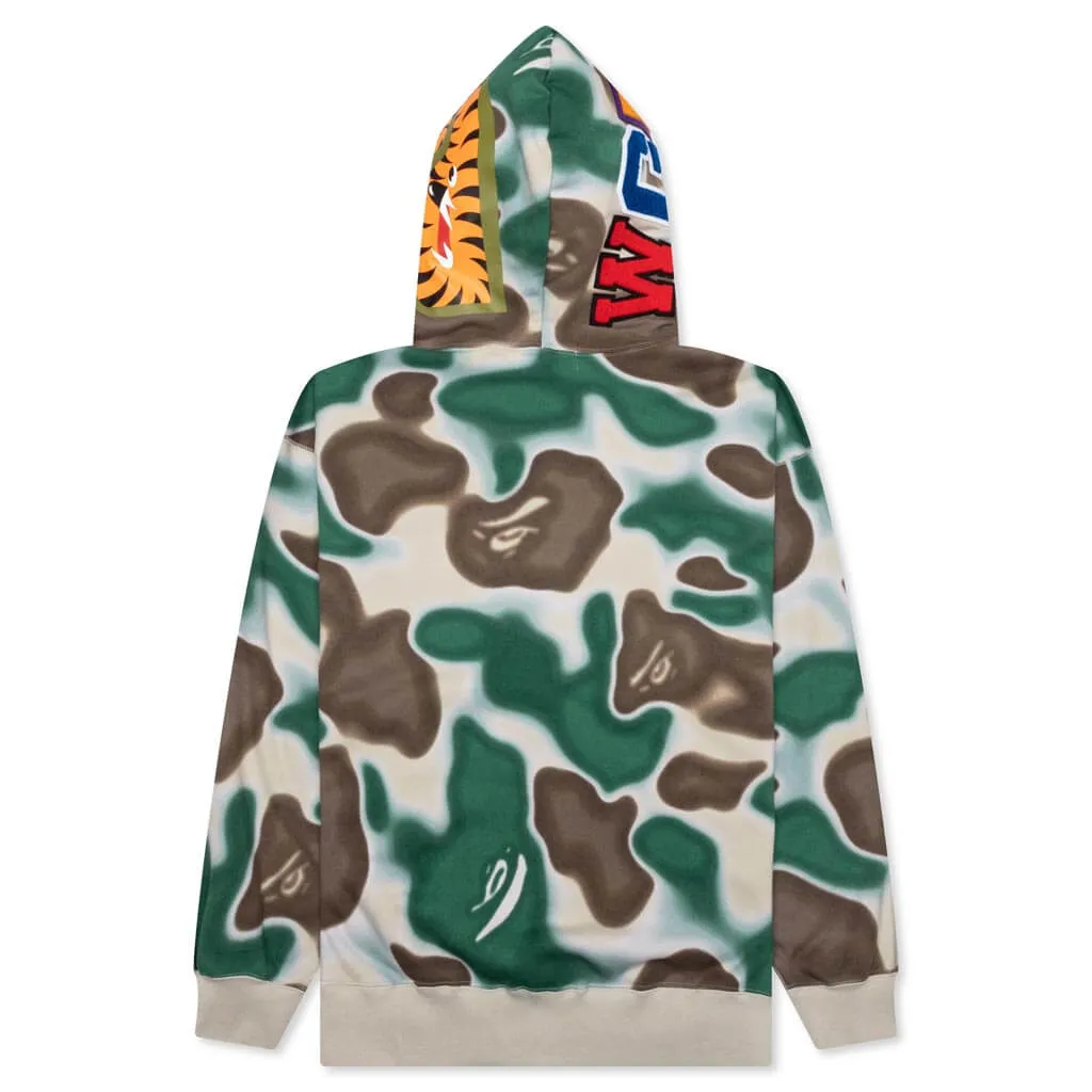 Liquid Camo Shark Relaxed Fit Full Zip Hoodie - Olive Drab