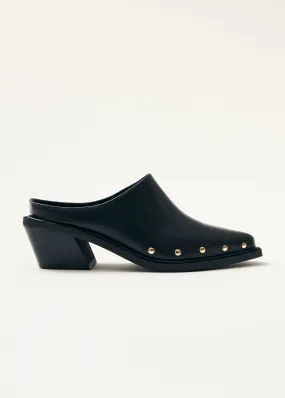 Lorenzo Black Leather Mules