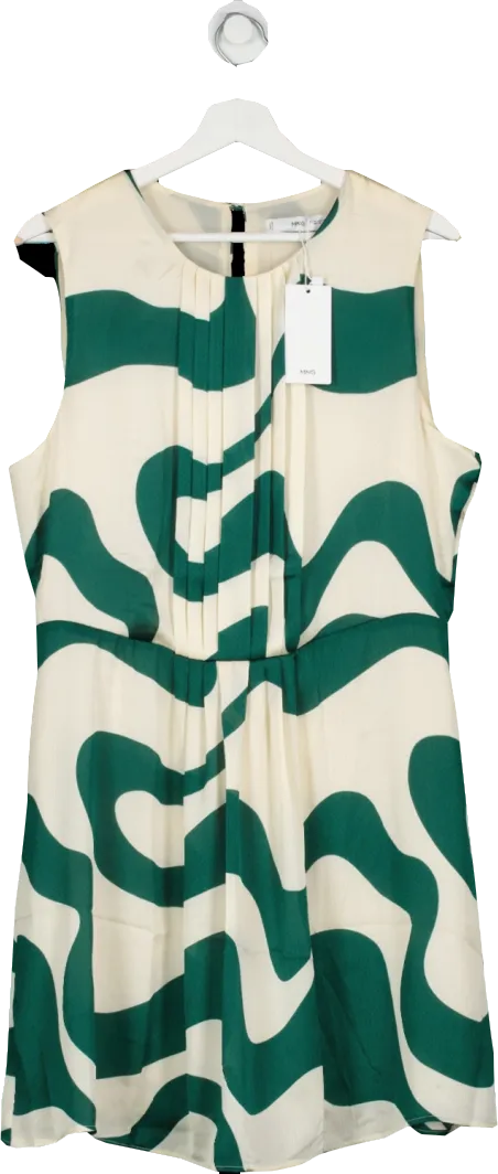 MANGO Cream Printed Dress With Pleated Details BNWT UK M