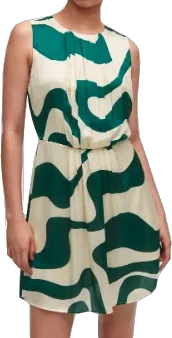 MANGO Cream Printed Dress With Pleated Details BNWT UK M