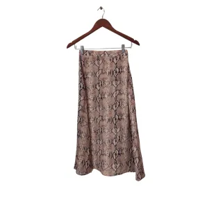 Mango Light Brown Animal Print High-waisted Midi Skirt | Like New |