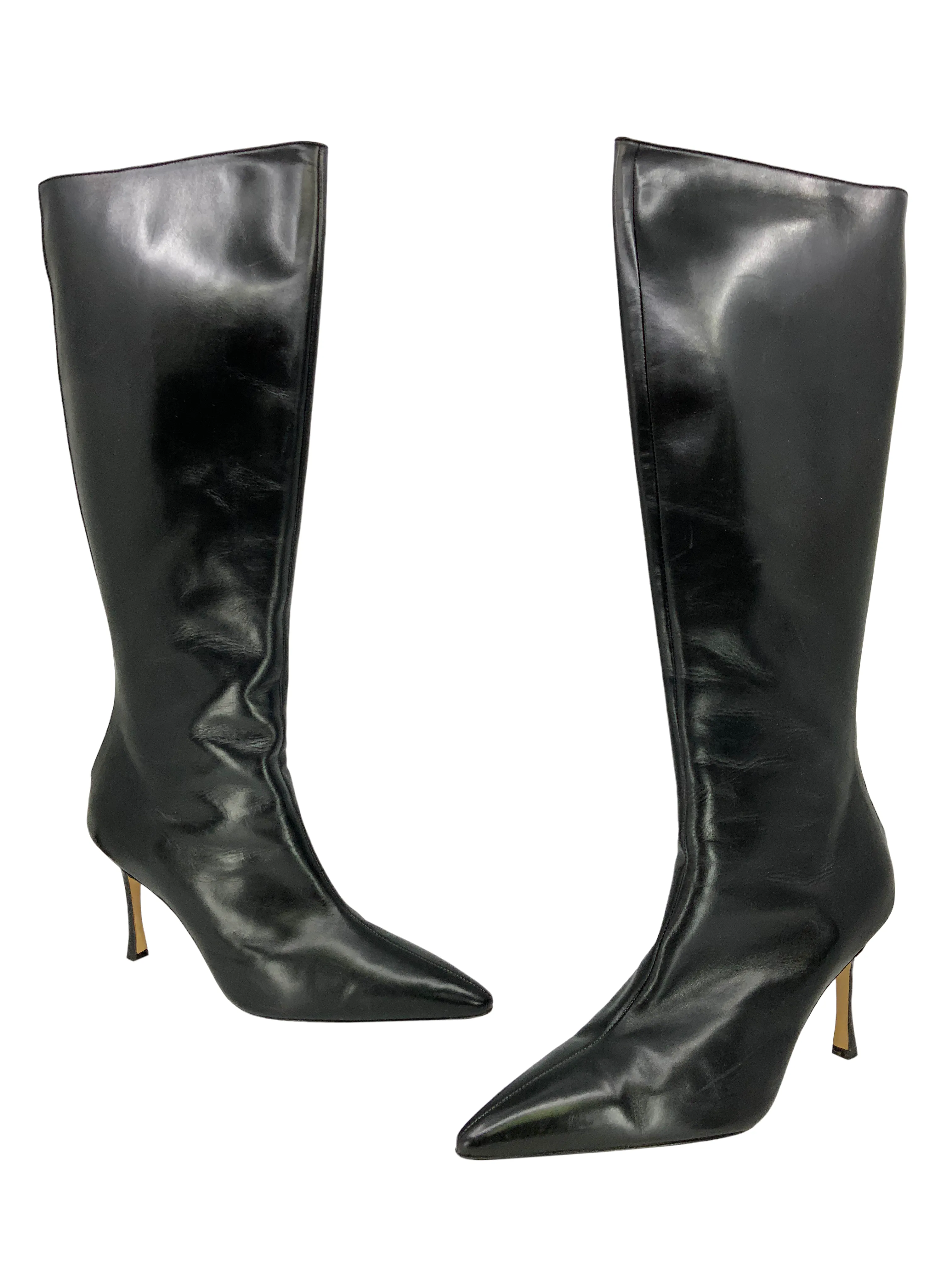 Manolo Blahnik Leather Knee-High Boots Size 11