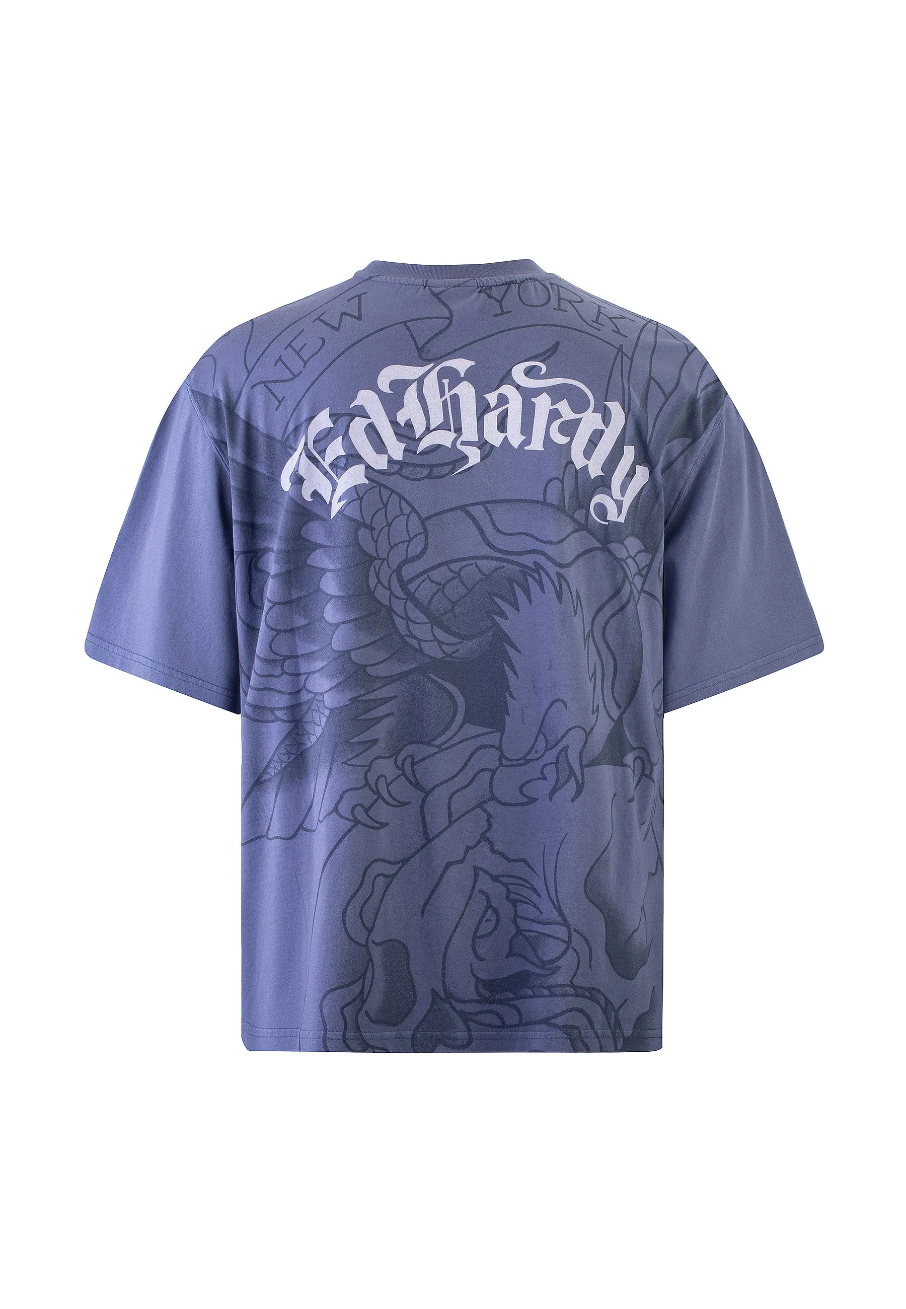 Mens Eagle & Snake Battle Tshirt - Indigo