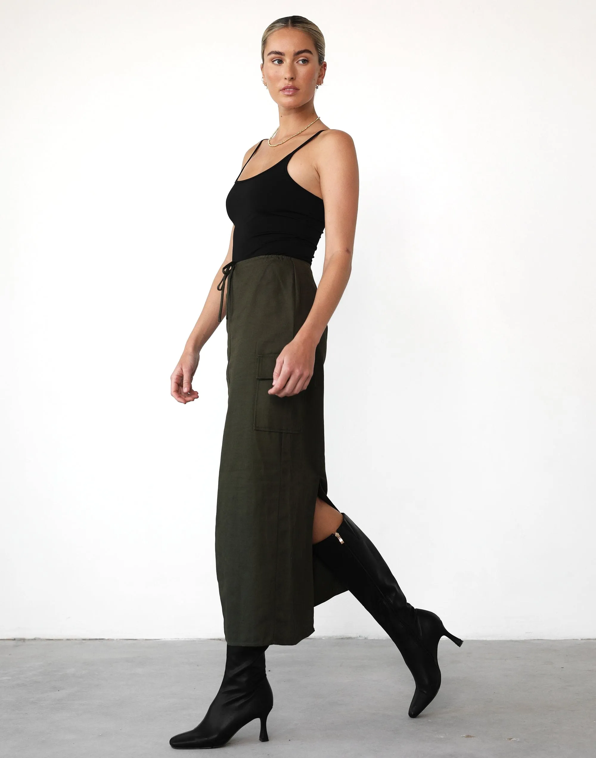 Not Now Maxi Skirt (Moss)