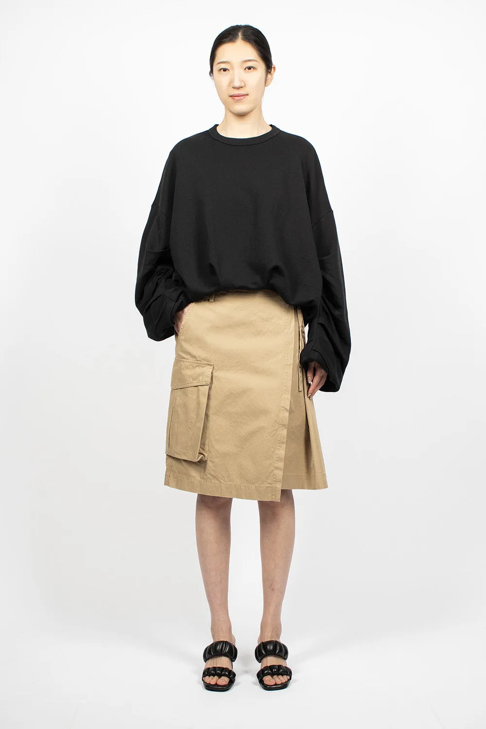 Pleated Wrap Skirt Beige