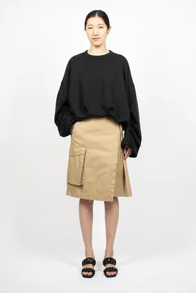 Pleated Wrap Skirt Beige