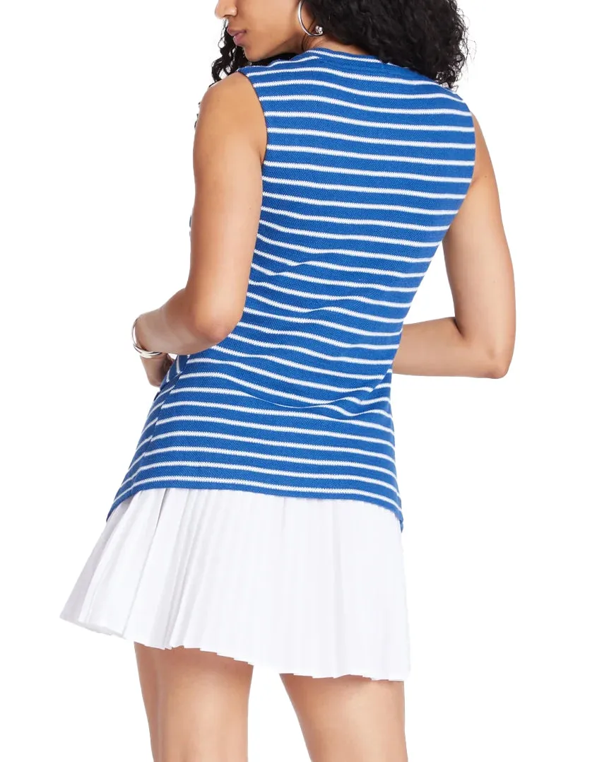 Regina Dress (Medium Oxford Blue/Cream)